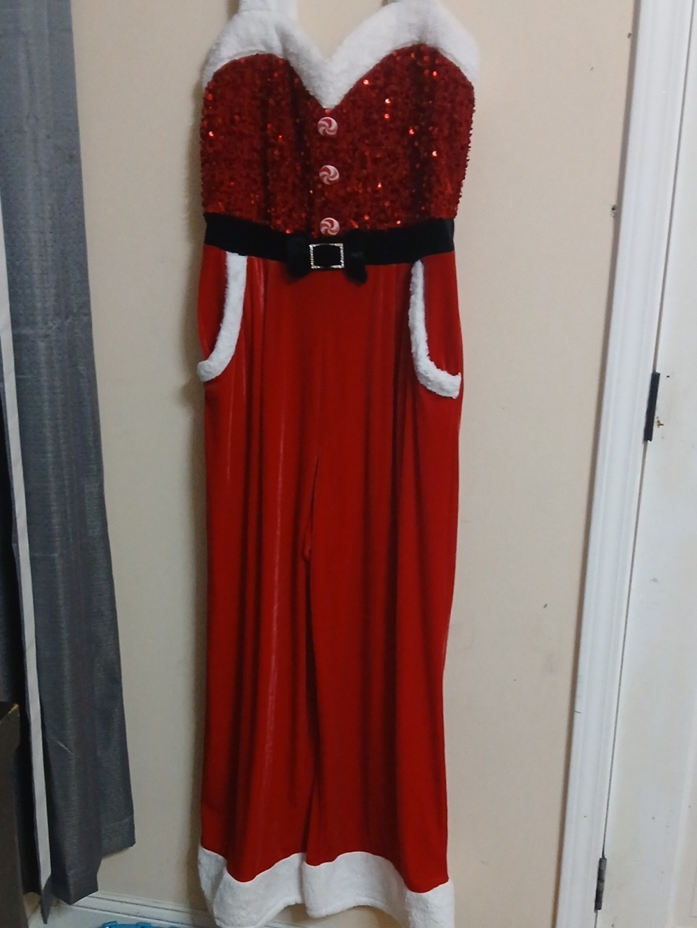 Santa Sequin Holiday Jumpsuit